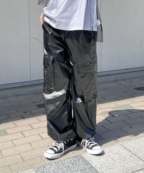 パンツ カーゴパンツ メタリックカーゴパンツ レディース