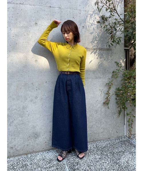 ニット セーター パーソナルカラーボタンデザインリブニット「低身長・小柄女性」 レディース ニット セーター パーソナルカラーボタンデザインリブニット「低