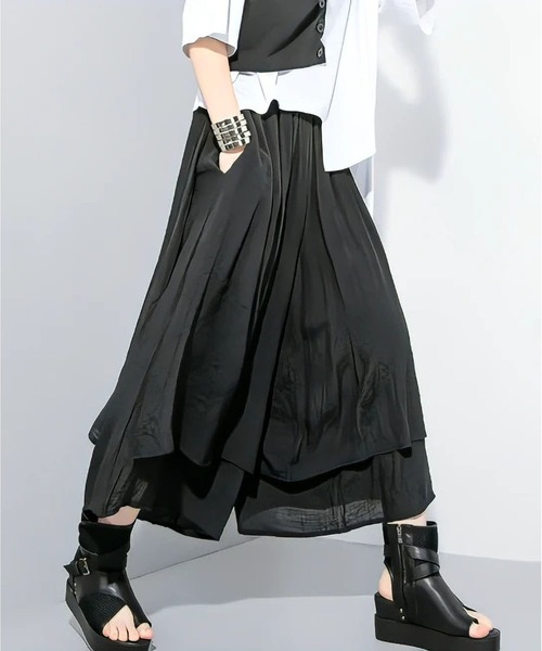 BLANC FICELLE ワイドパンツ パンツ 重ね着風 キュロット パンツ
