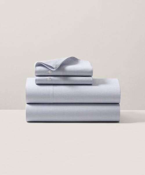 新品未使用✳︎ラルフローレン✳︎オックスフォードストライプ✳︎シングル✳︎フラットシーツ RALPH LAUREN HOME ベッド 寝具 オーガニック コットン