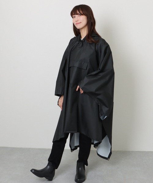 スナップオン レインポンチョ カバン付き Lace Ladies レインコート カッパ スナップ付き ベーシック
