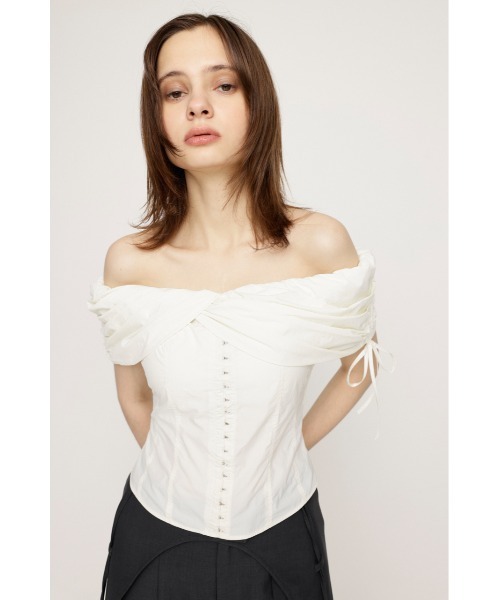 SLY ブラウス シャツ FRONT HOOK 2WAY SHOULDER BL フロント