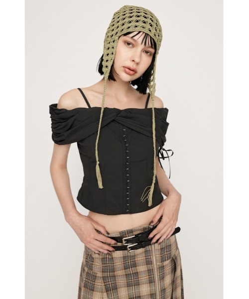 SLY ブラウス シャツ FRONT HOOK 2WAY SHOULDER BL フロント