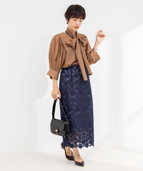 新品未使用/MANGANOマンガーノ/レースタイトスカート NOLLEY'S（ノーリーズ） スカート ウォッシャブルBrocheレースハイ