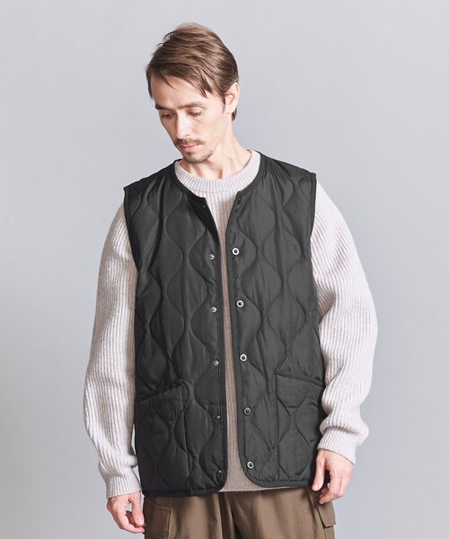 新品同様・美品・付属袋タグ類あり■TAIONミリタリークルーネックダウンベスト TAION（タイオン） ダウンベスト ベスト ミリタリー クルーネック