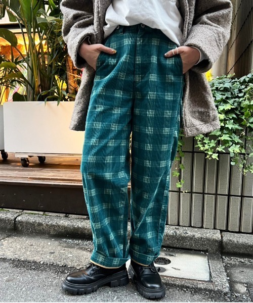 DOUBLE NAME 異素材MIXチェックコートユニセックスオシャレコート