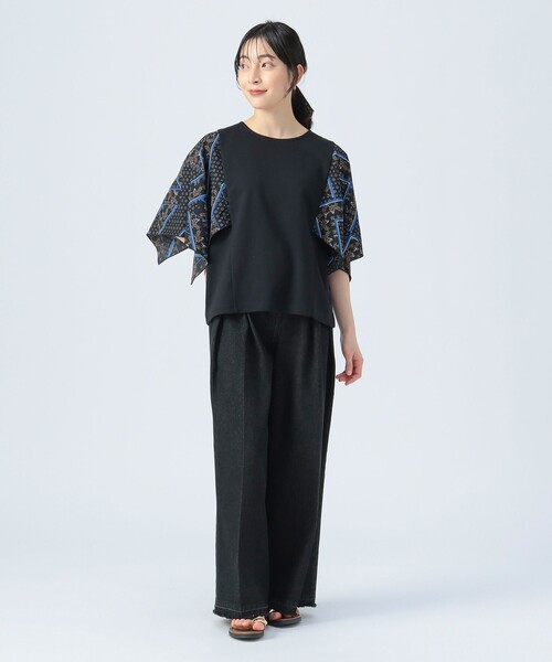 BEAMS HEART tシャツ 袖スカーフ風 プルオーバー レディース