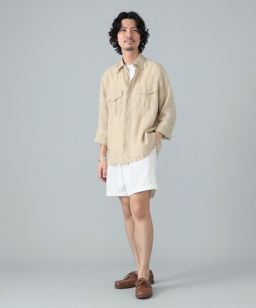 BEAMS F シャツ 「別注」ALESSANDRO GHERARDI / リネン アーミー