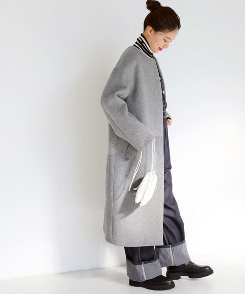 IENA（イエナ） ノーカラーコート 34 グレー レディース : ZOZOTOWN