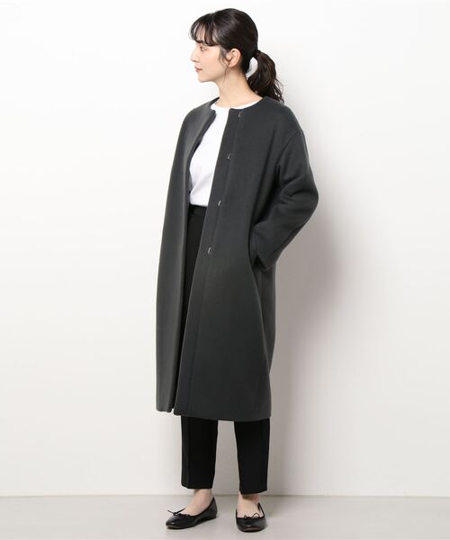 IENA（イエナ） ノーカラーコート 34 グレー レディース : ZOZOTOWN