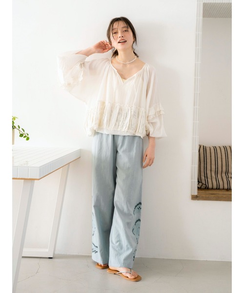 Ungrid パンツ カットワークデザインラフパンツ レディース