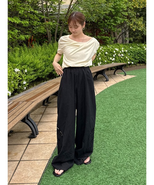 Ungrid パンツ カットワークデザインラフパンツ レディース