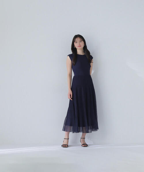 ワンピースドレス ストライプ シアー きれいめ 韓国 L3007 NATURAL BEAUTY BASIC ワンピース シアーストライプニット
