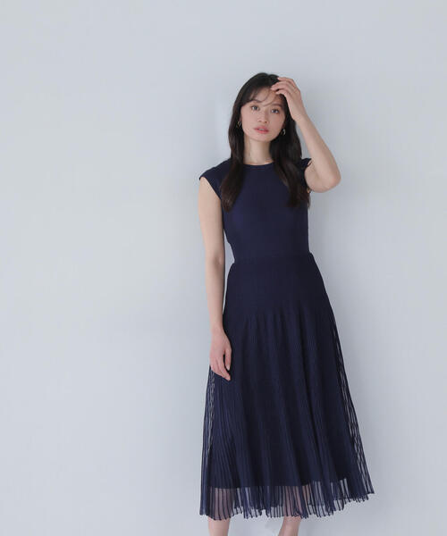 NATURAL BEAUTY BASIC ワンピース シアーストライプニット
