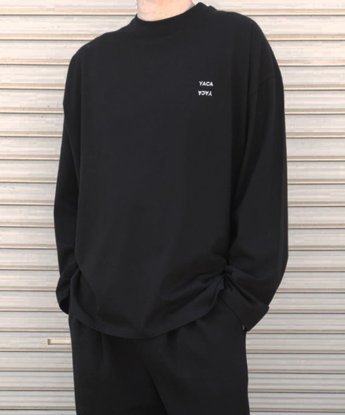 tシャツ mini logo big L/S t-shirt/ミニロゴビッグロングスリーブTシャツ「unisex item」 レディース メンズ YACA tシャツ mini logo big L/S t-shirt/ミニロゴビッグロング