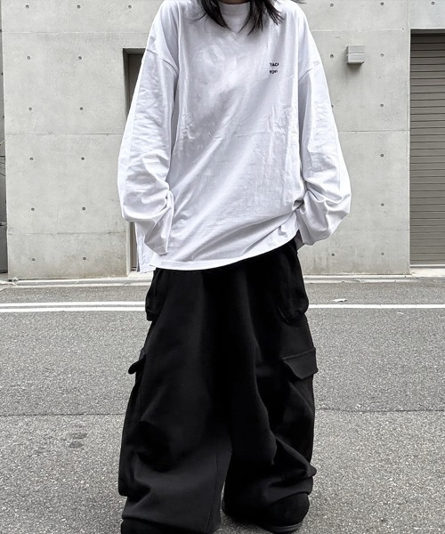 tシャツ mini logo big L/S t-shirt/ミニロゴビッグロングスリーブTシャツ「unisex item」 レディース メンズ YACA tシャツ mini logo big L/S t-shirt/ミニロゴビッグロング