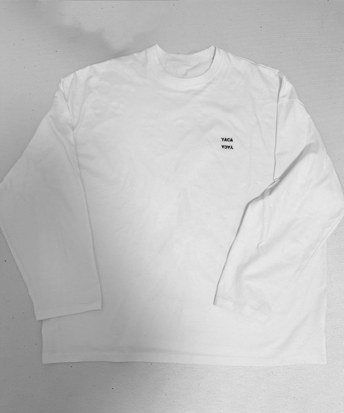tシャツ mini logo big L/S t-shirt/ミニロゴビッグロングスリーブTシャツ「unisex item」 レディース メンズ YACA tシャツ mini logo big L/S t-shirt/ミニロゴビッグロング