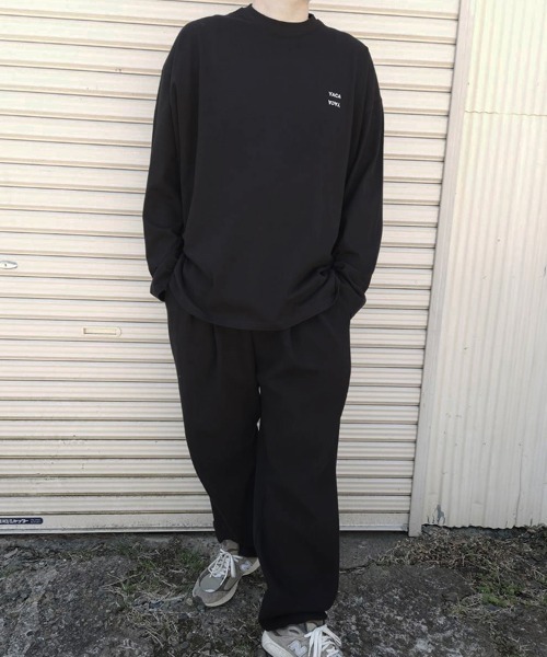 tシャツ mini logo big L/S t-shirt/ミニロゴビッグロングスリーブTシャツ「unisex item」 レディース メンズ YACA tシャツ mini logo big L/S t-shirt/ミニロゴビッグロング