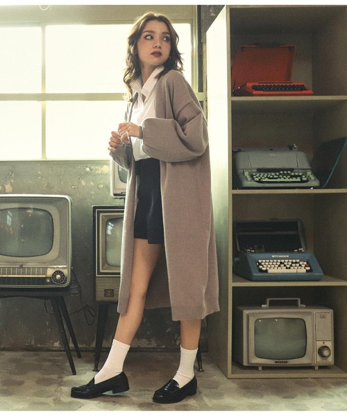 「ANAP」 ニットカーディガン FREE グレイッシュベージュ レディース_画像6