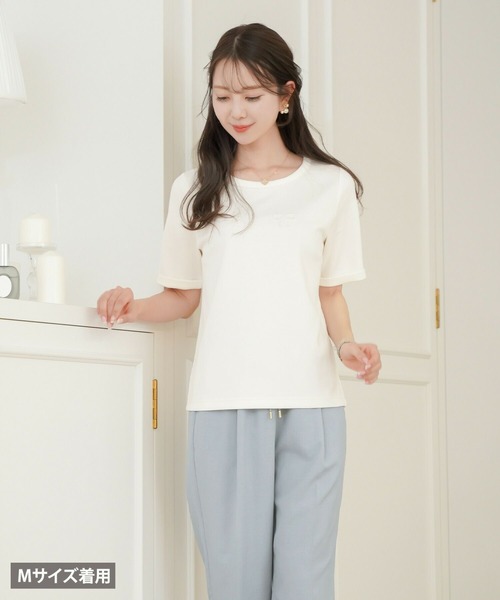 tシャツ リボン＆Rロゴ 刺繍 Tシャツ le reve vaniller レディース le reve vaniller tシャツ リボン＆Rロゴ 刺繍 Tシャツ