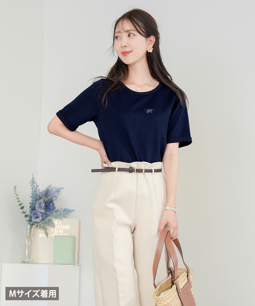 tシャツ リボン＆Rロゴ 刺繍 Tシャツ le reve vaniller レディース le reve vaniller tシャツ リボン＆Rロゴ 刺繍 Tシャツ