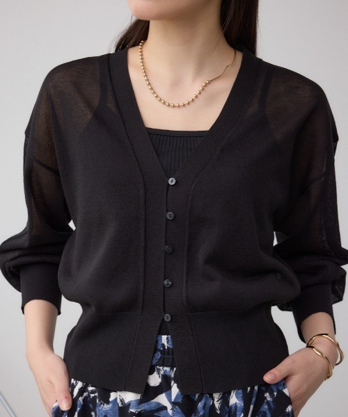 カーディガン ドライタッチドルマンシアーカーディガン レディース AZUL BY MOUSSY カーディガン シアードルマンニットカーディガン