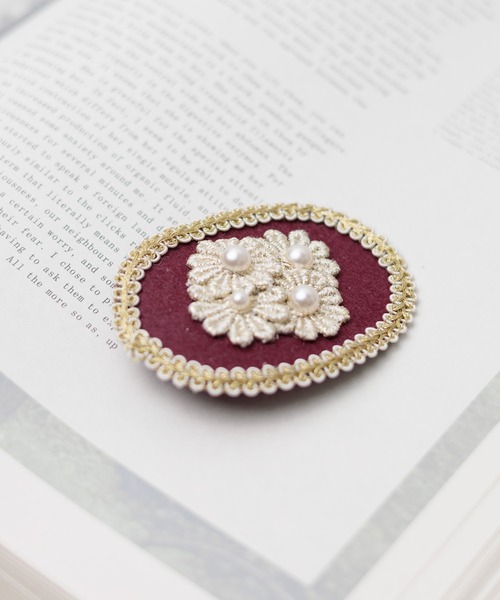 ARCHIVER ヘアクリップ 「RS」「フラワーモチーフ刺繍バレッタ
