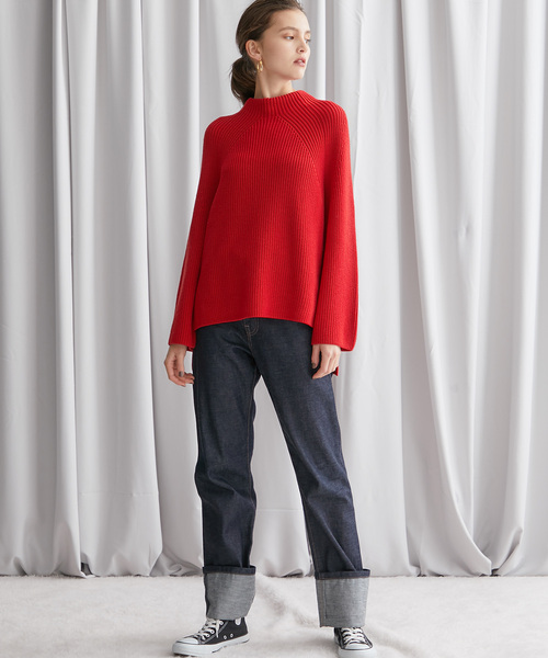 美品 BATONER バトナー 上質 シグネチャー ボトルネック ニット レッド BATONER（バトナー） 長袖ニット SMALL レッド レディース : ZOZOTOWN