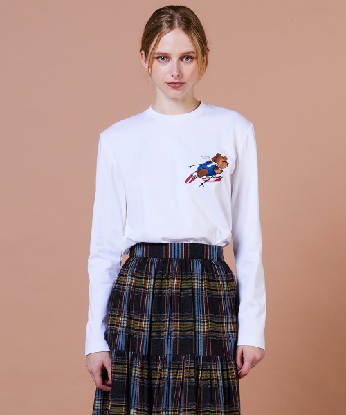 tシャツ スーピーコットン ベア刺繍ロンT レディース