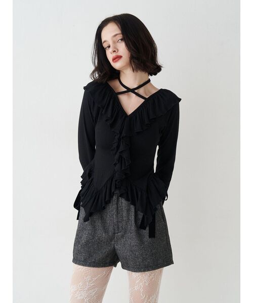jouetie（ジュエティ） tシャツ ラッフルフリルトップス 花柄