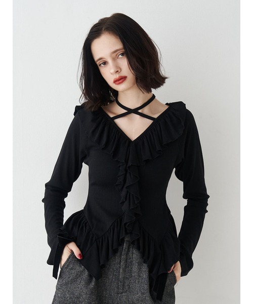 jouetie（ジュエティ） tシャツ ラッフルフリルトップス 花柄