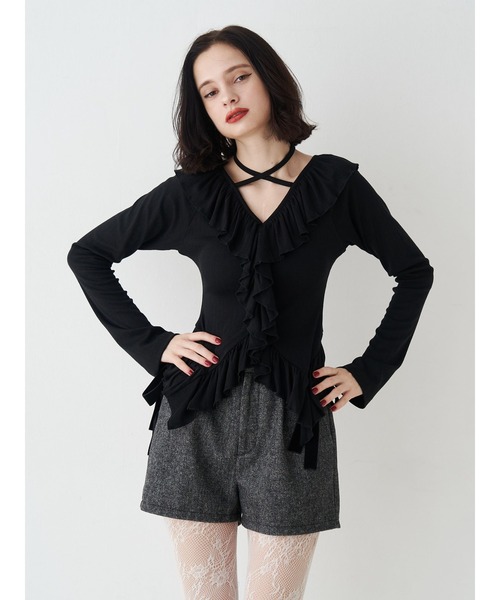 jouetie（ジュエティ） tシャツ ラッフルフリルトップス 花柄