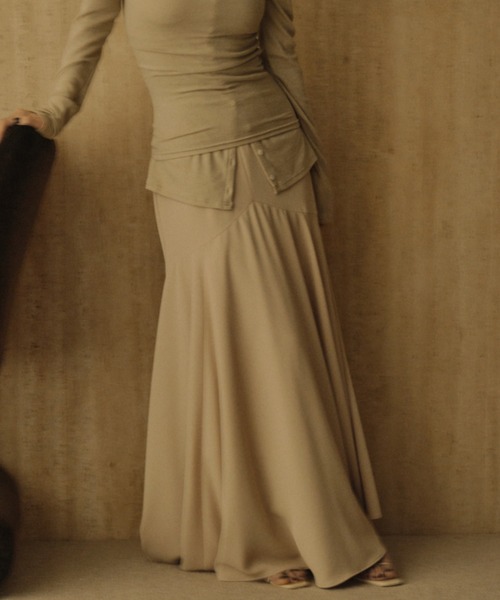 anuans スカート ライトダブルサテンボリュームナロースカート