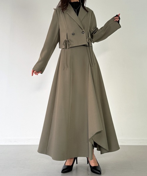 JUNOAH（ジュノア） セットアップ 前リボンテーラードジャケット＋