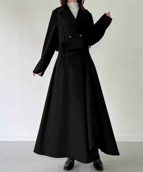 JUNOAH（ジュノア） セットアップ 前リボンテーラードジャケット＋