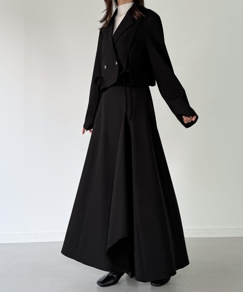 JUNOAH（ジュノア） セットアップ 前リボンテーラードジャケット＋