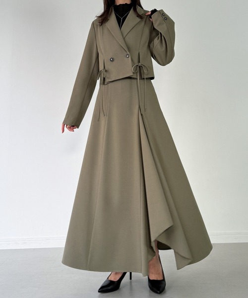 JUNOAH（ジュノア） セットアップ 前リボンテーラードジャケット＋