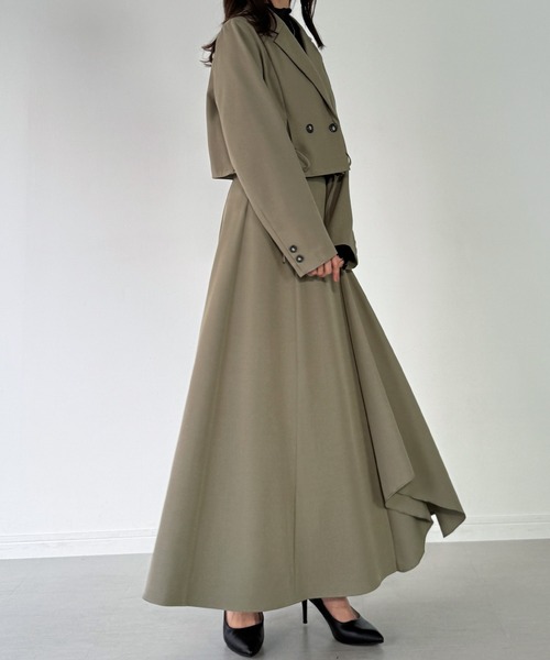 JUNOAH（ジュノア） セットアップ 前リボンテーラードジャケット＋