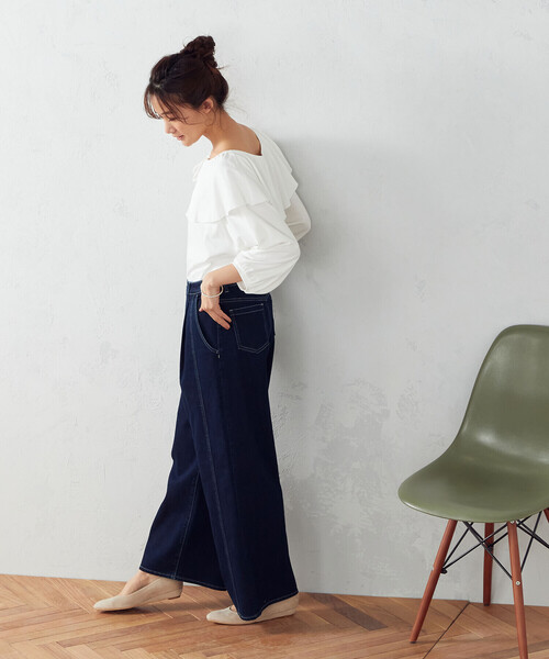 「COMME CA ISM」 7分袖カットソー LARGE ブラック レディース