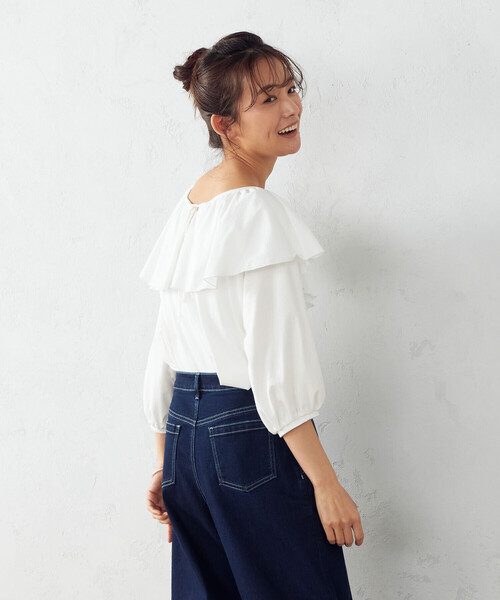 「COMME CA ISM」 7分袖カットソー LARGE ブラック レディース
