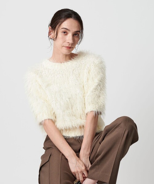 BEAUTY＆YOUTH UNITED ARROWS ニット セーター フェザーヤーン ハーフ