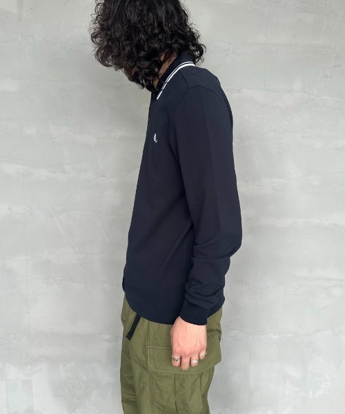 「FRED PERRY」 長袖ポロシャツ S ホワイト レディース