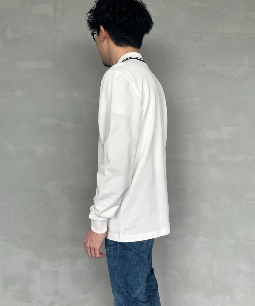 「FRED PERRY」 長袖ポロシャツ S ホワイト レディース