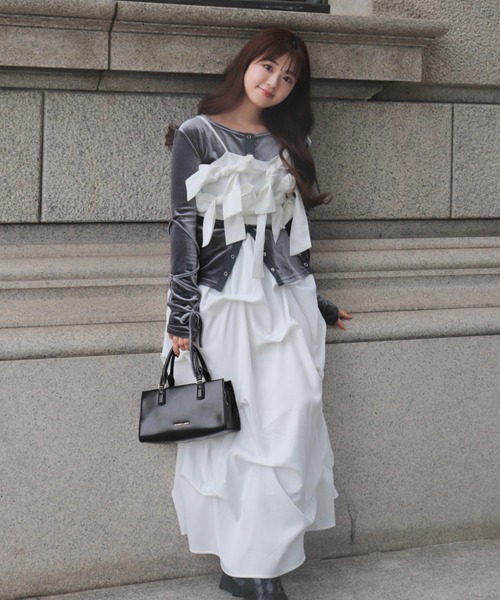 mellowneon（メロウネオン） tシャツ ベロアリボントップス レディース
