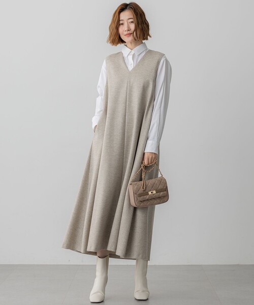 ワンピース ラメミックスツイード Vネックワンピース : ZOZOTOWN Yahoo