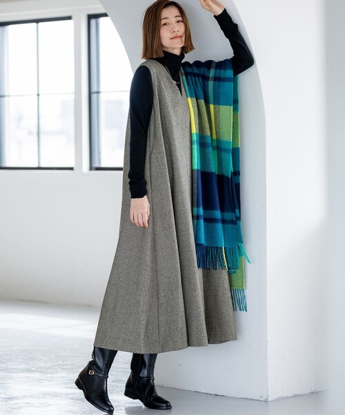 ワンピース ラメミックスツイード Vネックワンピース : ZOZOTOWN Yahoo