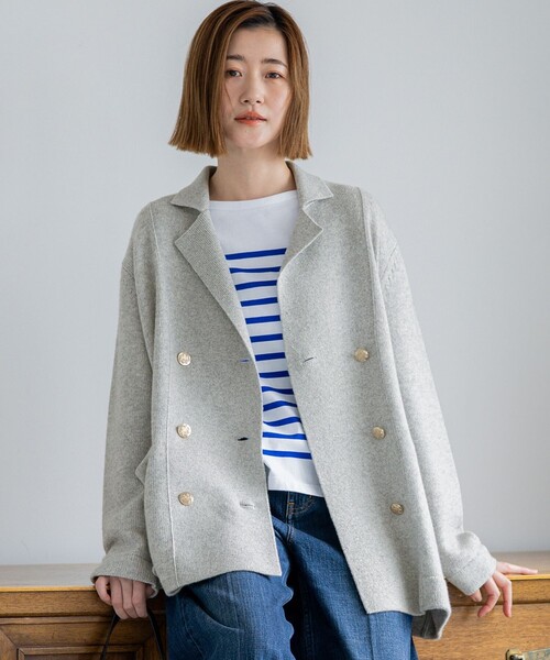 ジャケット テーラードジャケット カシミヤブレンド ニット レディース