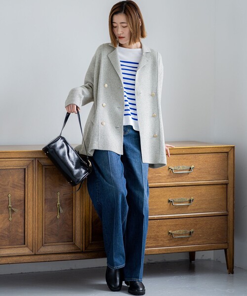 ジャケット テーラードジャケット カシミヤブレンド ニット レディース