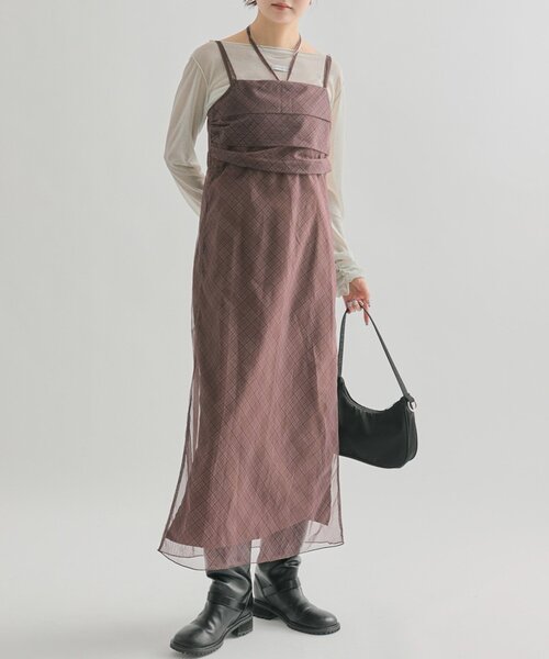 mystic（ミスティック） ワンピース シアーチェックキャミワンピース