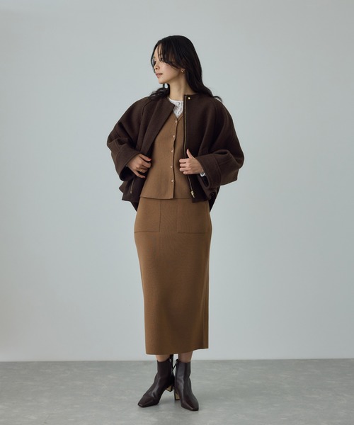 ROPE'（ロペ） ブルゾン アウター 圧縮ウールコクーンショート丈コート